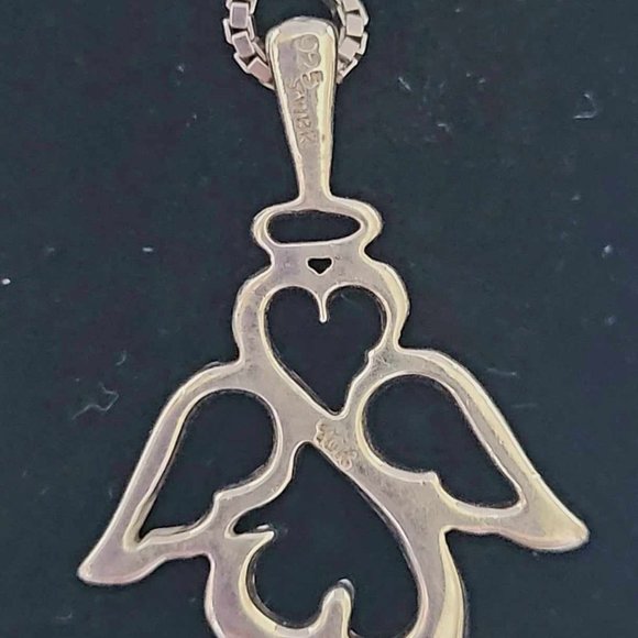 Jane Seymour Open Heart's SS & 10k Rose Gold Angel W/Diamond Necklace - Picture 3 of 3